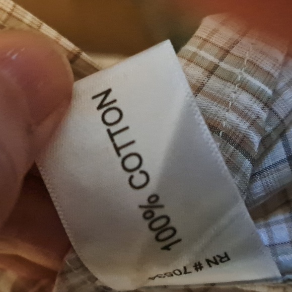 ORVIS Active Fit check shirt oatmeal green brown neutral cotton button down M - Picture 9 of 9